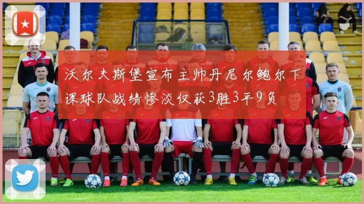 沃尔夫斯堡宣布主帅丹尼尔鲍尔下课球队战绩惨淡仅获3胜3平9负